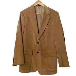 The Sovereign Vintage 70s Men's Blazer Sport Coat Tan Corduroy Elbow Patches 38R
